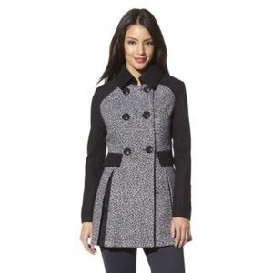 CoffeeShop - Black and White Tweed Pea Coat - Medium Petite